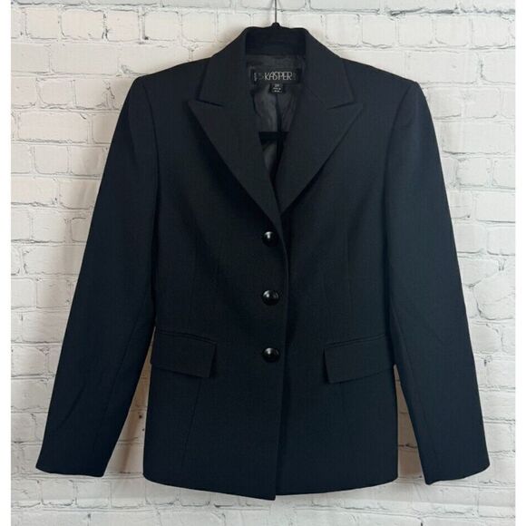 KASPER Petite black classic career jacket blazer size 2P - Picture 1 of 7